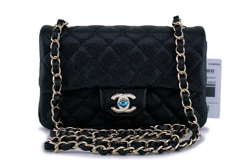 Chanel leather bags for everydNWT 18S Chanel Black Caviar Classic Quilted Rectangular Mini Flap Bag