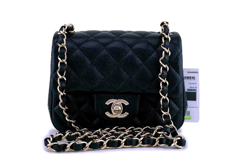 Chanel Colorful Handbag for Spring OutfitsNWT 18S Chanel Black Caviar Classic Quilted Square Mini Flap Bag GHW