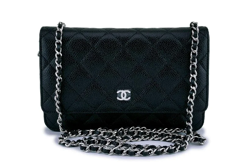 Chanel bags as wedding day accessoriesNWT Chanel Black Caviar Classic Quilted WOC Wallet on Chain Flap Bag SHW