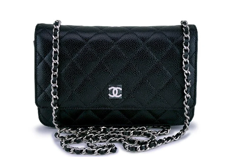 Chanel bags available in bold colors and patternsNWT Chanel Black Caviar Classic Quilted WOC Wallet on Chain Flap Bag SHW