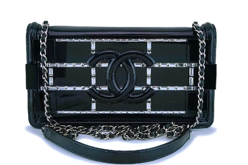 Chanel New Arrival Handbag with Gold HardwareRare 15C Chanel Black Plexi Emerald Crystals Lego Flap Bag SHW