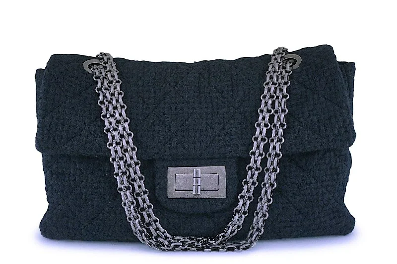 Chanel bags for women who love timeless fashionRare Chanel Black Tweed XXL Supermodel Reissue Flap Bag Weekender RHW