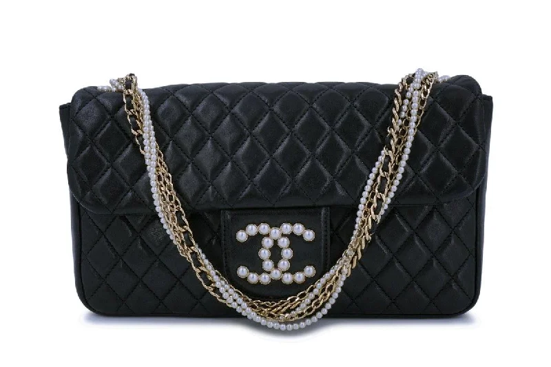 Chanel bags with the perfect balance of luxury and functionalityRare Chanel Black Westminster Pearl Classic Flap Bag