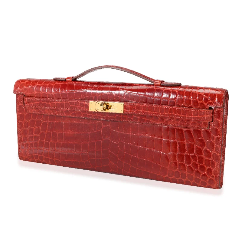 Hermès Kelly Bags with a detachable shoulder strap for versatilityHermès Sanguine Shiny Niloticus Crocodile Kelly Cut GHW