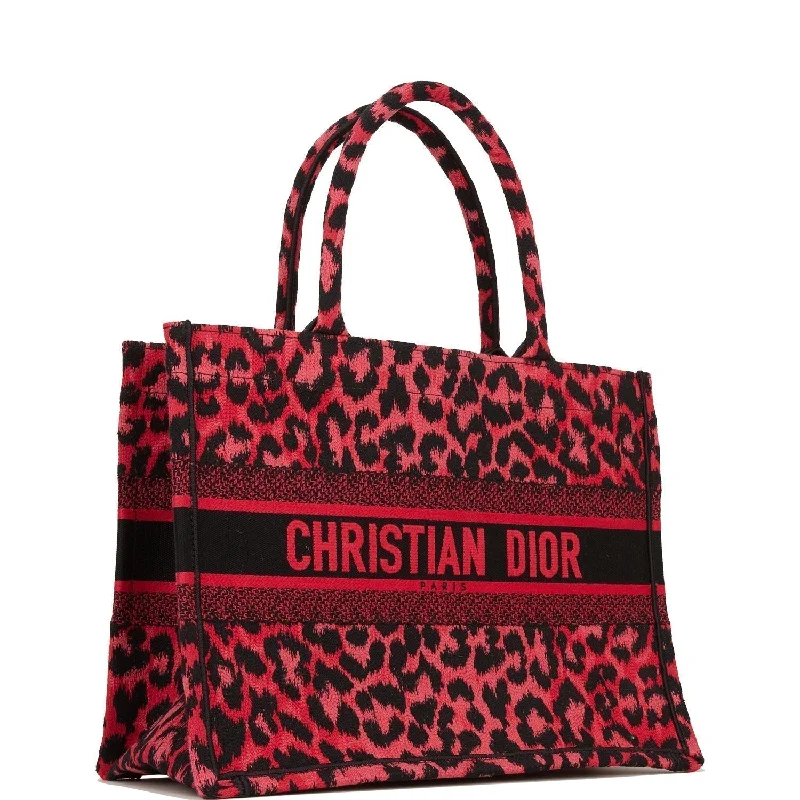 Christian Dior bags with a zip - top closure and multiple compartmentsChristian Dior Book Tote Fuchsia Leopard Canvas