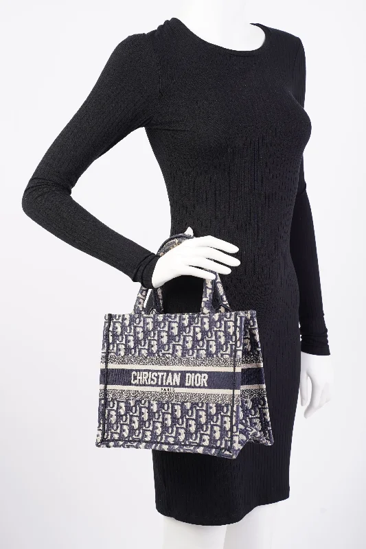 Luxury Christian Dior crossbody bags with a chain - link strapChristian Dior Book Tote Oblique Fabric Small