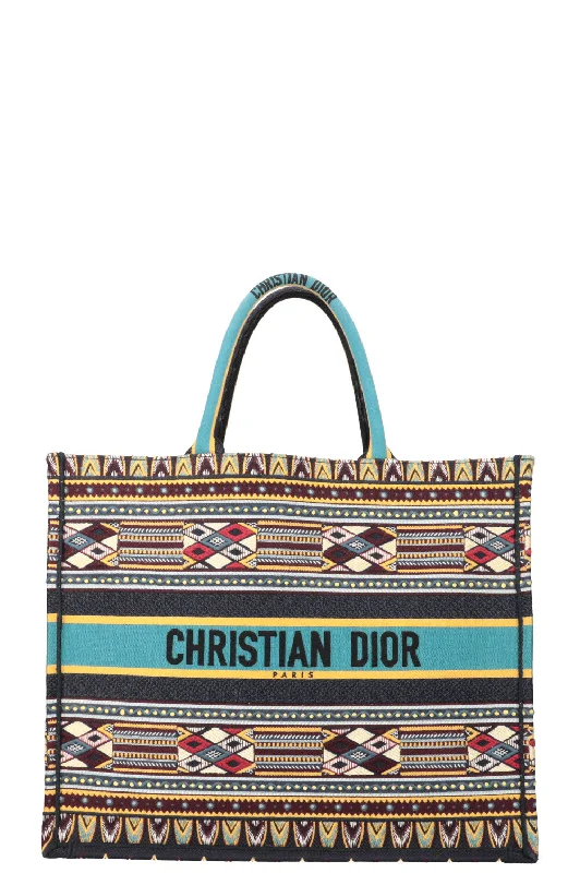 High - fashion Christian Dior bags with a geometric patternCHRISTIAN DIOR Book Tote Large Blue Bordeaux