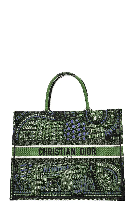 Christian Dior handbags with a back - pocket for quick storageCHRISTIAN DIOR Book Tote Green