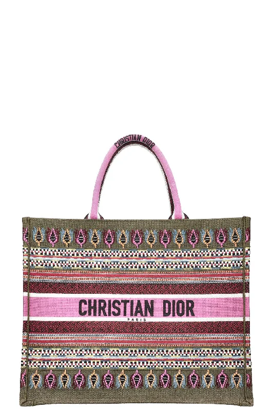 Contemporary Christian Dior handbags with a unique shapeCHRISTIAN DIOR Book Tote Large Green Purple