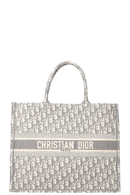 Christian Dior bags with a side - pocket for holding a water bottleCHRISTIAN DIOR Book Tote Large Oblique Grey