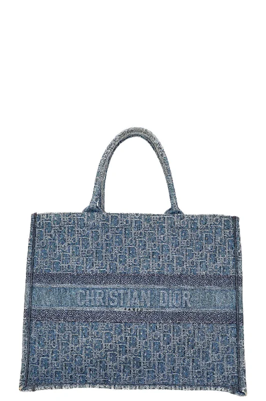 Christian Dior bags with a zip - top closure and multiple compartmentsCHRISTIAN DIOR Book Tote Oblique Blue