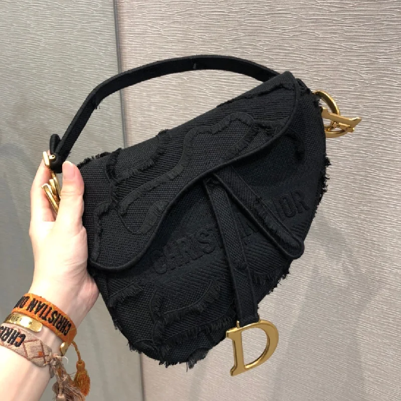 Contemporary Christian Dior handbags with a unique shapeChristian Dior Saddle Bag Black For Women