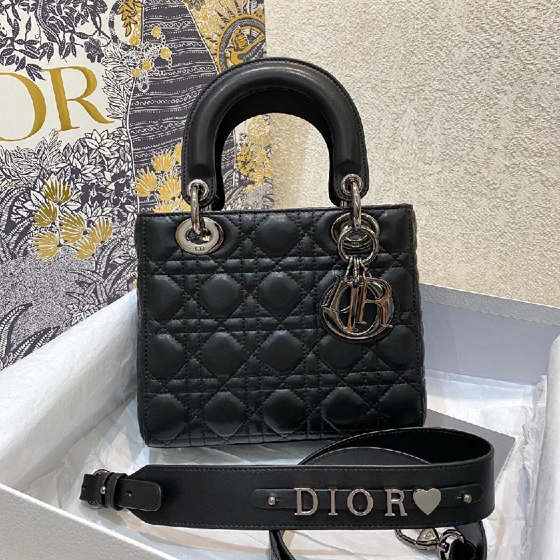 Trendsetting Christian Dior crossbody bags with a colorful strapChristian Dior Small Lady Bag Silver Hardware, Black