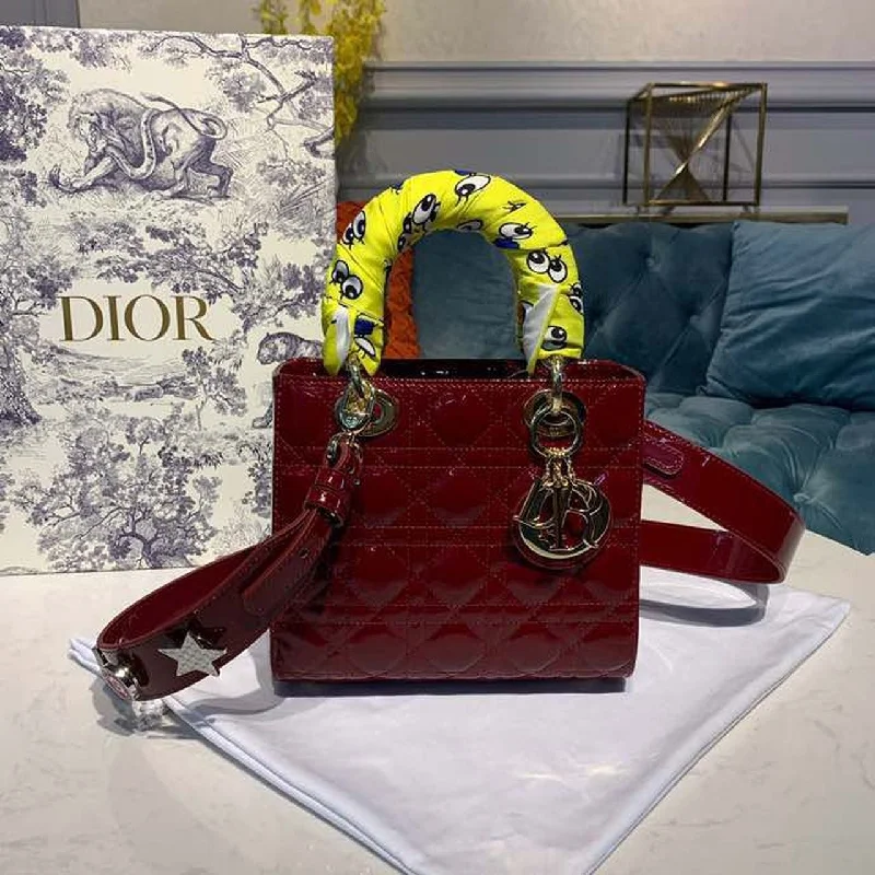 Christian Dior bags with a side - pocket for holding a water bottleChristian Dior Small Lady Bag with Chain Gold Toned Hardware