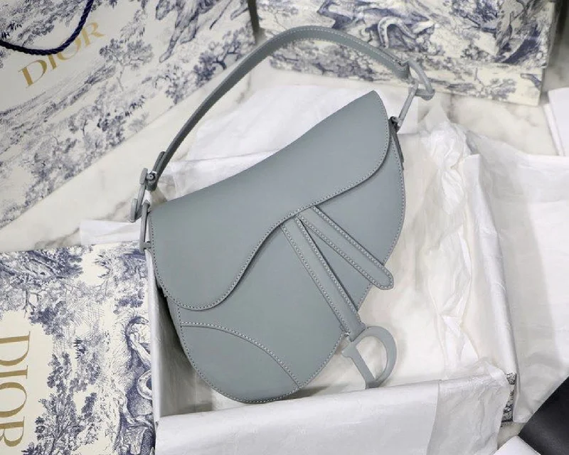 Contemporary Christian Dior handbags with a unique shapeChristian Dior Ultramatte Saddle Bag Canvas Light Blue