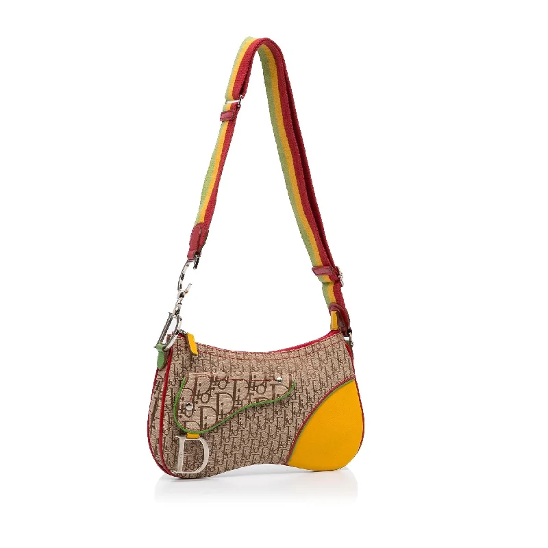 Trendsetting Christian Dior crossbody bags with a colorful strapDior Diorissimo Rasta Saddle Messenger (SHG-fGMsOg)