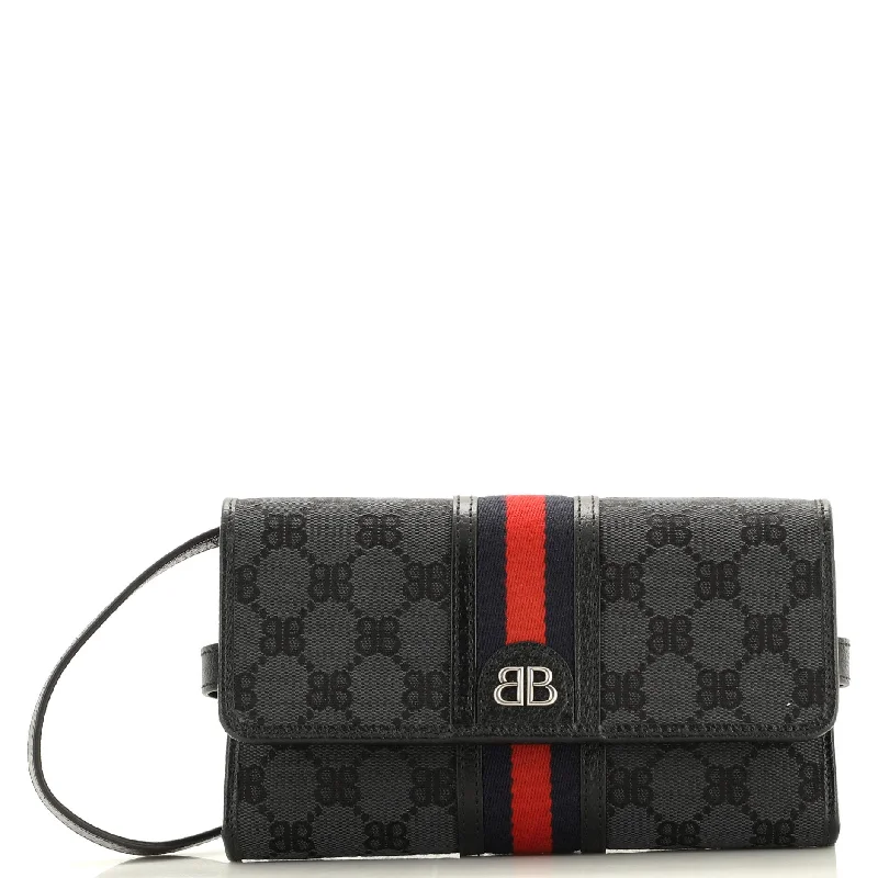 Luxury bags with chain strapsx Gucci The Hacker Wallet on Strap BB Coated Canvas