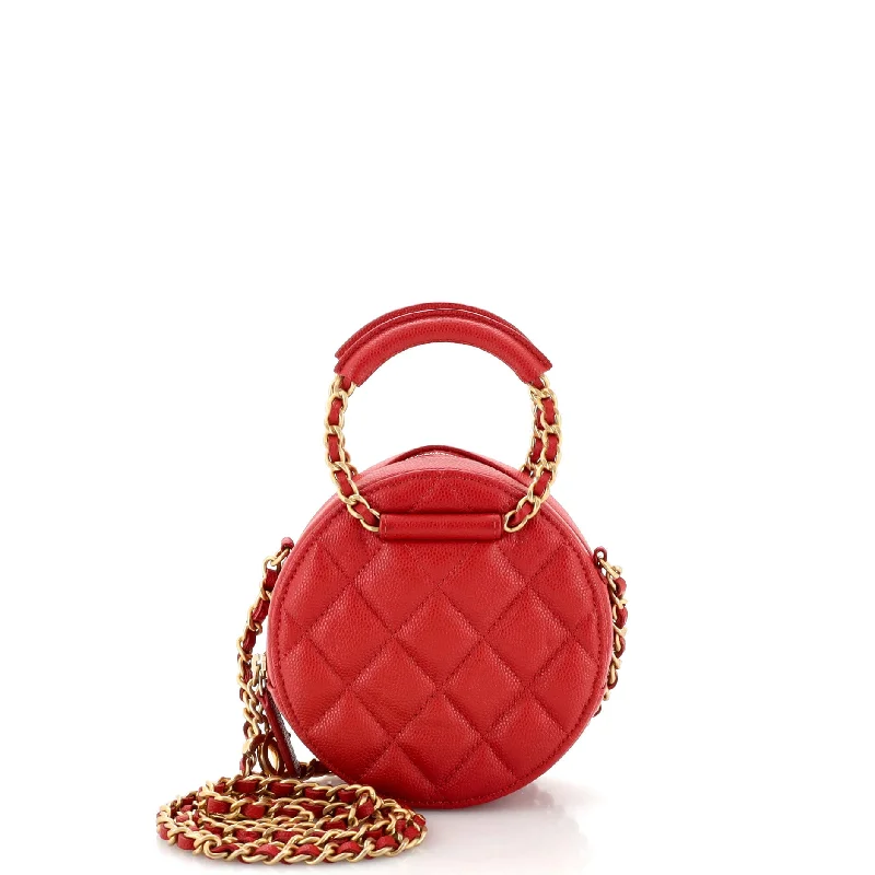 In The Loop Round Clutch with Chain Quilted Caviar Mini