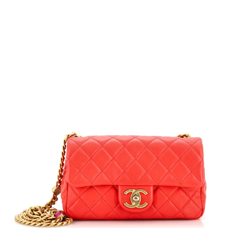 Designer bags with detachable strapsPearl Samba Resin Chain Flap Bag Quilted Lambskin Mini