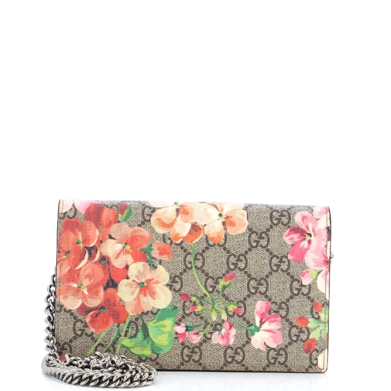 Luxury bags with chain strapsChain Wallet Blooms Print GG Coated Canvas