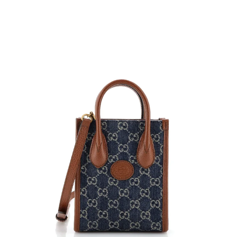 Sustainable fashion bagsInterlocking G Patch Tote GG Denim Mini