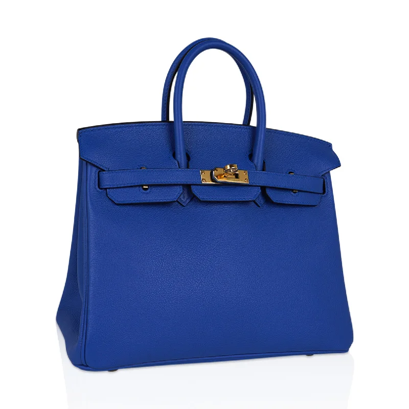 Hermes Birkin Bags with a Hand - Painted Monogram DesignHermes Birkin 25 Bag Blue Zellige Novillo Leather with Gold Hardware