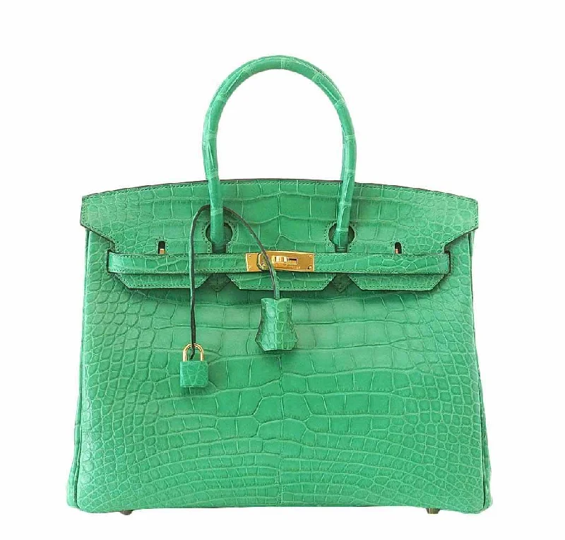 Hermes Birkin Bags in a Bright Canary Yellow for a Pop of ColorHermès Matte Alligator Birkin 35 Cactus Bag GHW