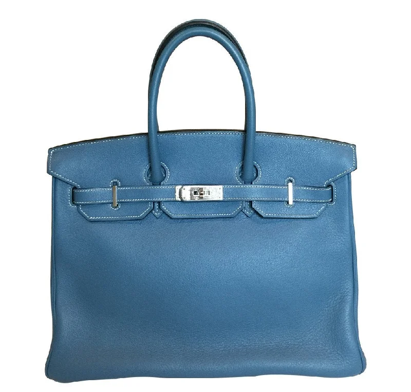 Hermes Birkin Bags with a Woven Leather Strap DetailHermès Blue Jean Birkin 35cm Bag PHW