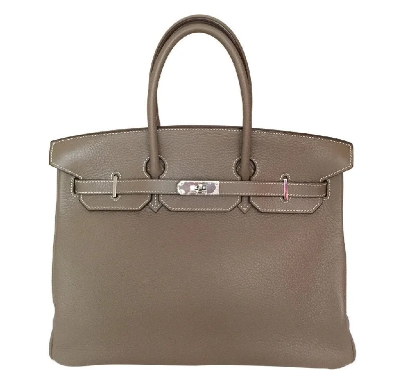 Hermes Birkin Bags with a Snap - Fastened Front Pocket for Easy AccessHermès Etoupe Birkin Bag 35cm PHW