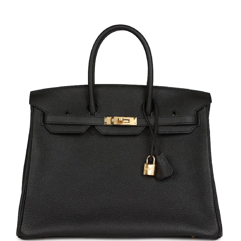 Hermes Birkin Bags with a Two - Tone Leather Design for Visual InterestHermes Birkin 35 Black Togo Gold Hardware