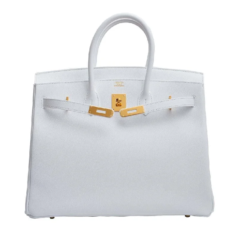 Hermes Birkin Bags with Custom - Engraved Hardware for PersonalizationHermès Birkin 35 Blanc Epsom Bag GHW