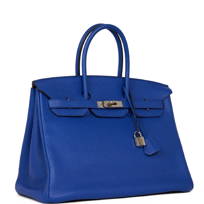 Hermes Birkin Bags with a Chain - Embellished Handle for a Modern TwistHermes Birkin 35 Bleu Electric Togo Palladium Hardware