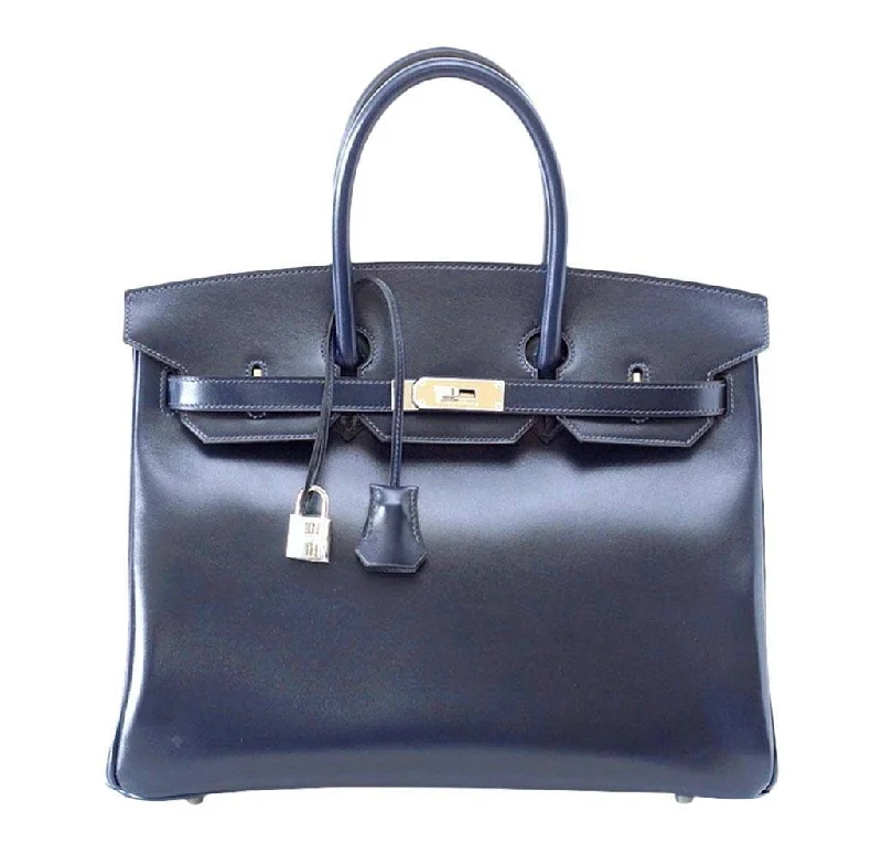 Hermes Birkin Bags with a Removable Interior OrganizerHermès Birkin 35 Bleu Marine Box Leather Bag