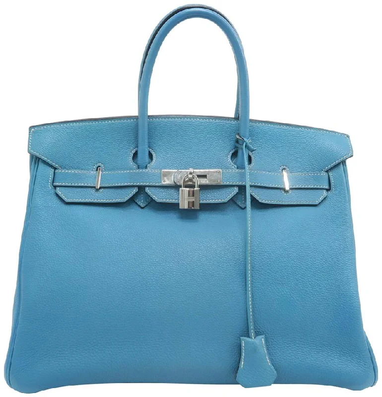 Hermes Birkin Bags with a Detachable Shoulder Pad for ComfortHermès Birkin 35 Bleu Zephyr Clemence Tote