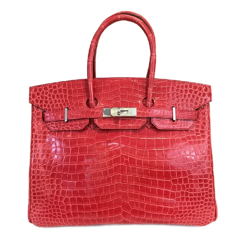 Hermes Birkin Bags with a Detachable Mirror Pocket InsideHermès Birkin 35 Bougainvillea Porosus Crocodile Bag