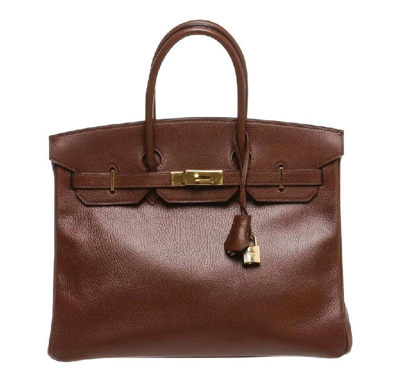 Hermes Birkin Bags with a Leather - Bound Handle for DurabilityHermès Birkin 35 Brown Bag GHW