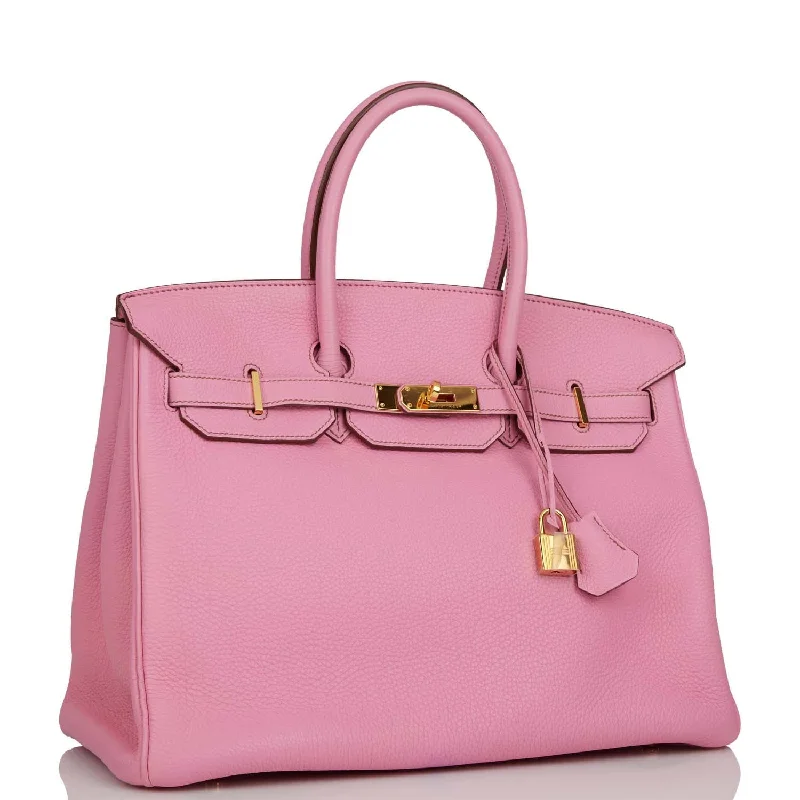 Hermes Birkin Bags with a Woven Leather Strap DetailHermes Birkin 35 Bubblegum Togo Gold Hardware