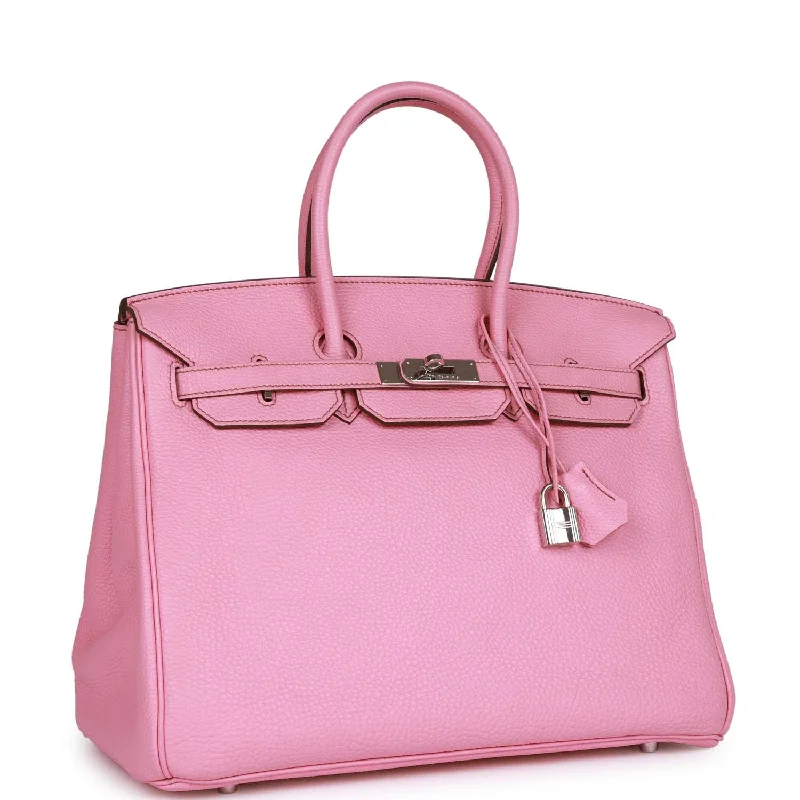 Hermes Birkin Bags with a Hand - Carved Leather DecorationHermes Birkin 35 Bubblegum Togo Palladium Hardware