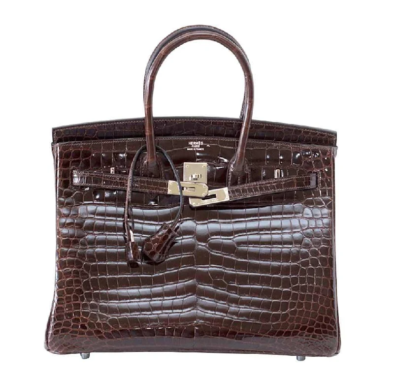 Hermes Birkin Bags with a Crystal - Embellished Lock for Added LuxuryHermès Birkin 35 Chocolate Crocodile Bag