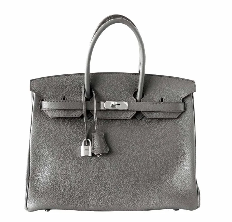 Hermes Birkin Bags with a Studded Leather Trim for a Bold StatementHermès Birkin 35 Etain Clemence Bag