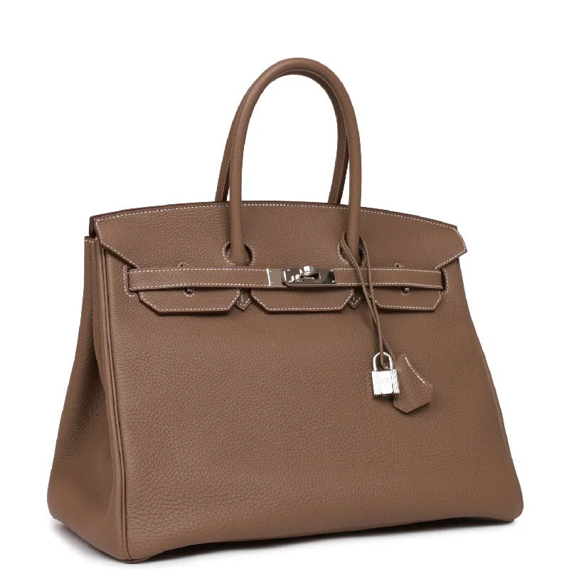 Hermes Birkin Bags with a Snap - Fastened Front Pocket for Easy AccessHermes Birkin 35 Etoupe Togo Palladium Hardware