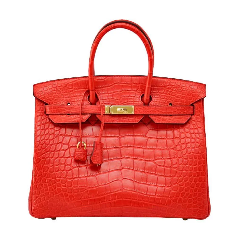 Hermes Birkin Bags in Smooth Box Calf Leather for a Timeless AestheticHermès Birkin 35 Geranium Alligator Bag GHW