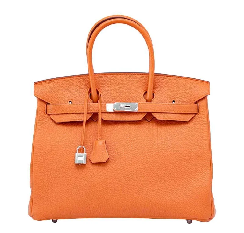 Hermes Birkin Bags with a Braided Leather Handle for a Bohemian TouchHermès Birkin 35 H Orange Togo Bag