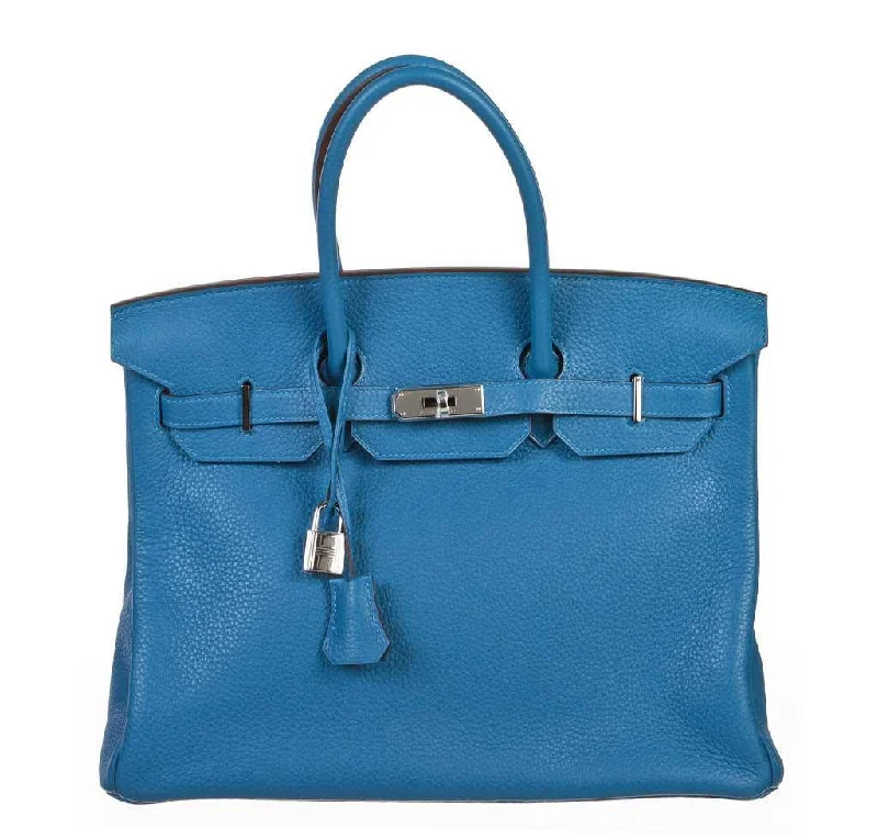 Hermes Birkin Bags with a Leather - Lined Interior Pocket for Added ProtectionHermès Birkin 35 Mykonos Blue Bag