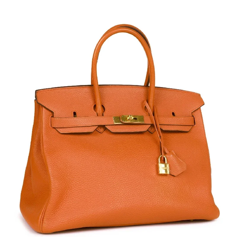 Hermes Birkin Bags in a Neutral Taupe Color for VersatilityHermes Birkin 35 Orange H Togo Gold Hardware