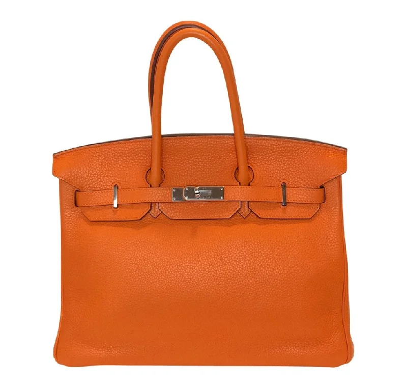 Hermes Birkin Bags with a Pebbled Leather Texture for a Rugged yet Elegant AppealHermès Birkin 35 Orange Togo PHW