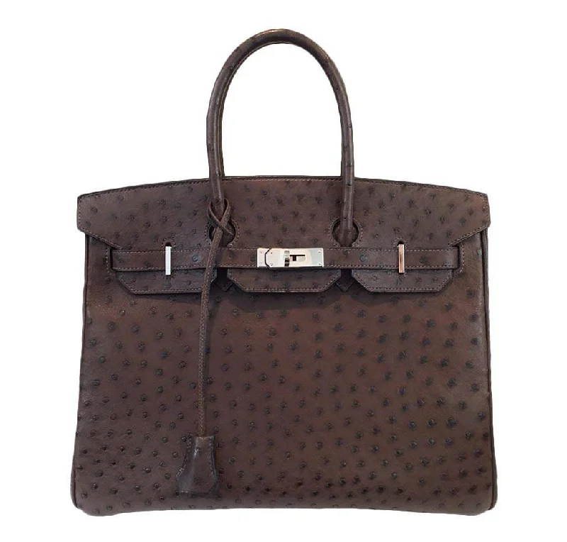 Hermes Birkin Bags with a Detachable Keychain HolderHermès Marron Fonce Birkin Ostrich Bag