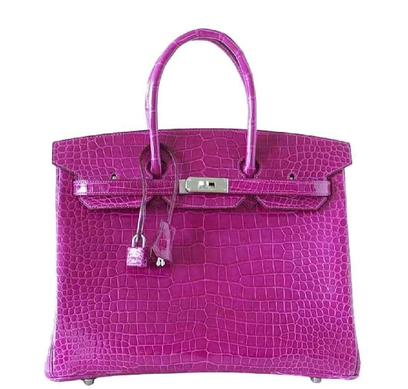 Hermes Birkin Bags in a Rich Bordeaux Red for a Luxurious VibeHermès Birkin 35 Rose Scheherazade Crocodile Bag