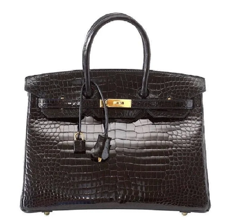 Limited Edition Hermes Birkin Bags with Exclusive ColorwaysHermès Birkin 35 Porosus Crocodile Noir GHW Bag