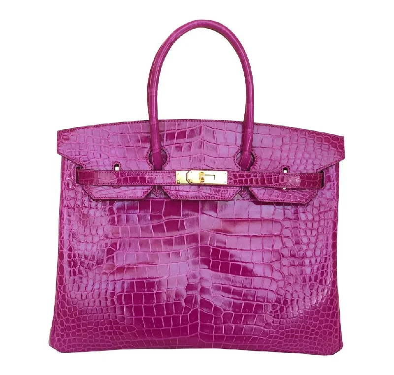 Hermes Birkin Bags with a Detachable Shoulder Pad for ComfortHermès Birkin 35 Rose Sheherazade Crocodile Bag